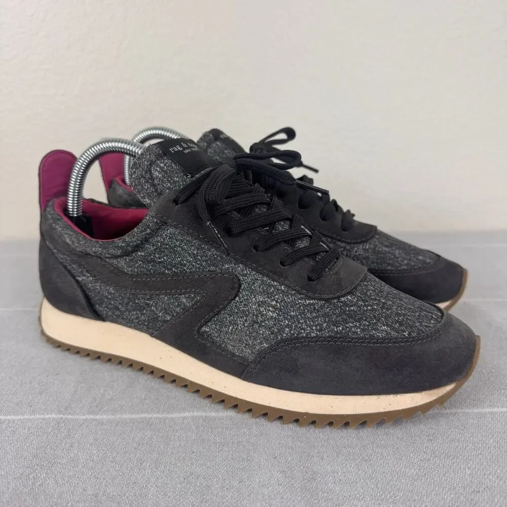 Rag & Bone Retro Runners Sporty Athletic Running Sneakers Grey Denim Pink 9 / 39